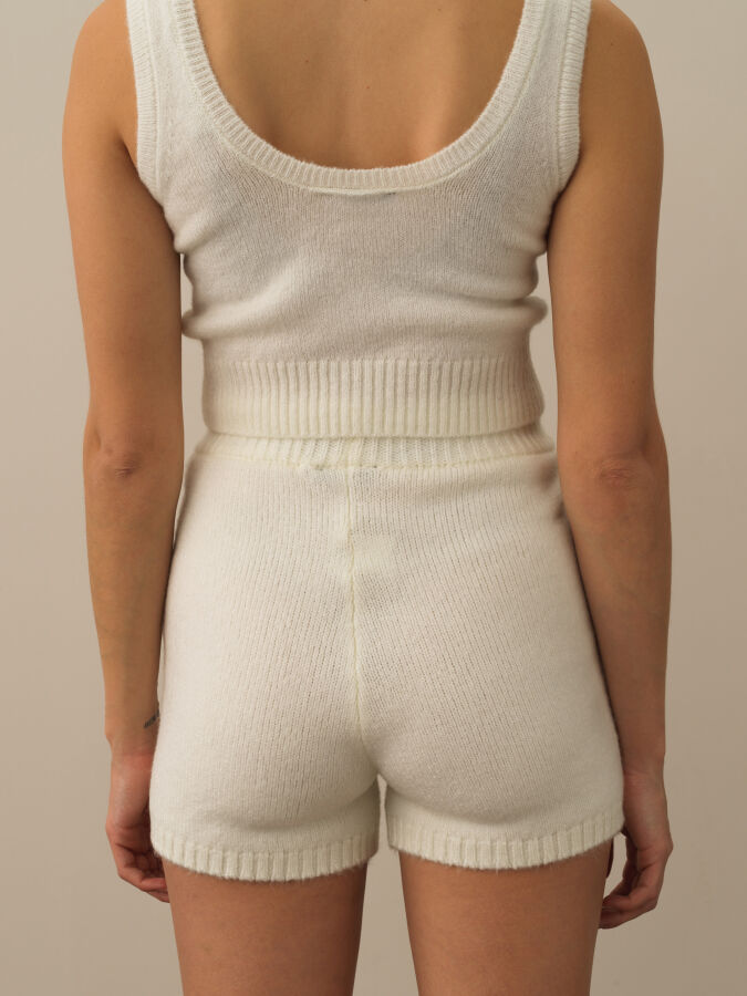 Ekru Regular Fit Triko Şort - 5