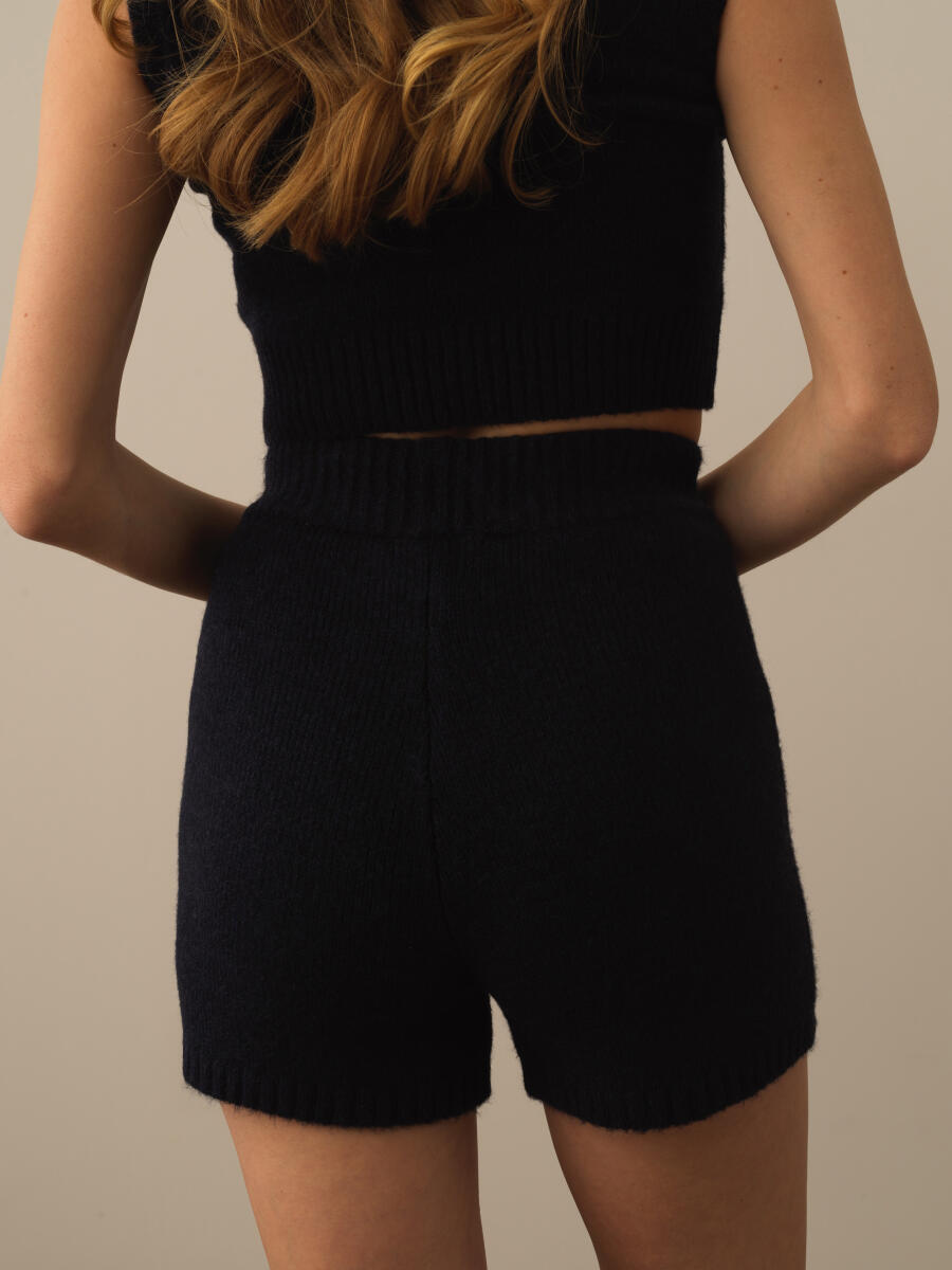 Lacivert Lüks Pamuk Dokulu Regular Fit Şort - 2