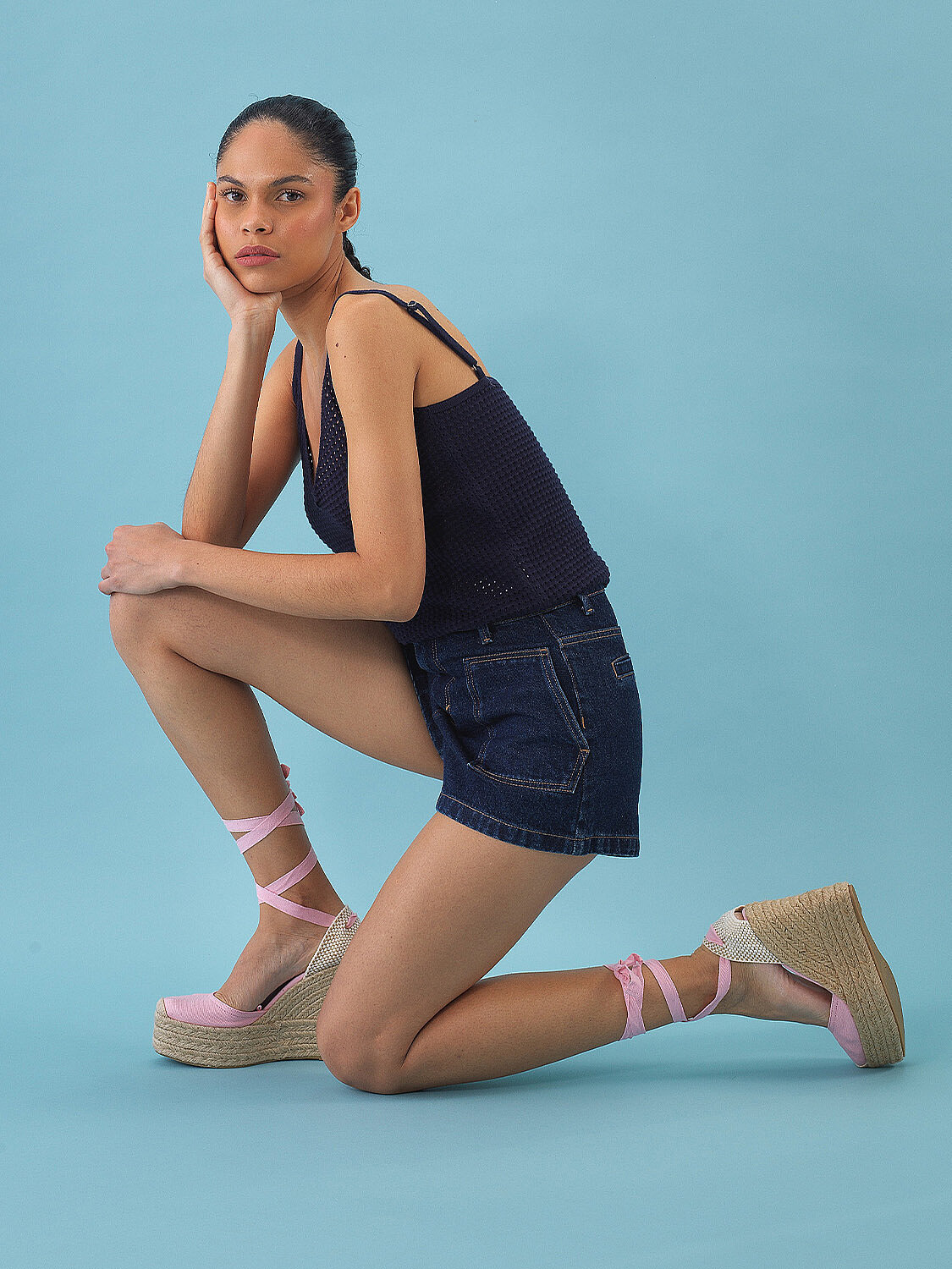 Lacivert Pamuk Dokulu Regular Fit Şort