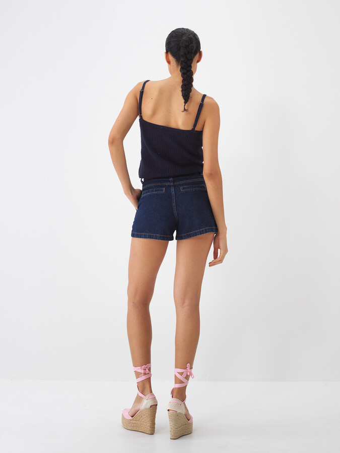 Lacivert Pamuk Dokulu Regular Fit Şort - 5