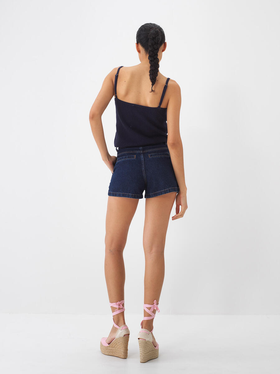 Lacivert Pamuk Dokulu Regular Fit Şort - 5