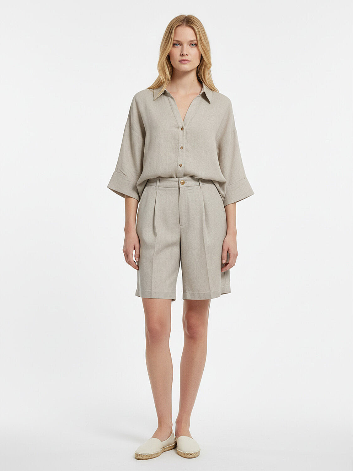 Naturel %100 Keten Oversize Şort (2)