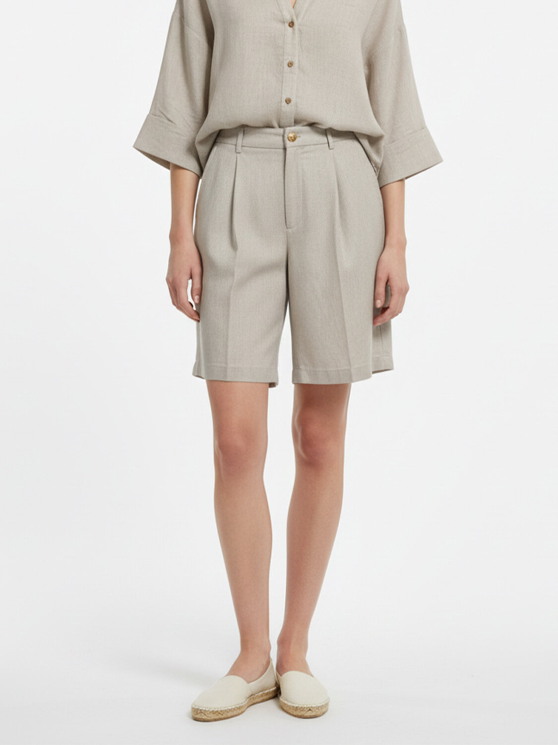 Naturel %100 Keten Oversize Şort