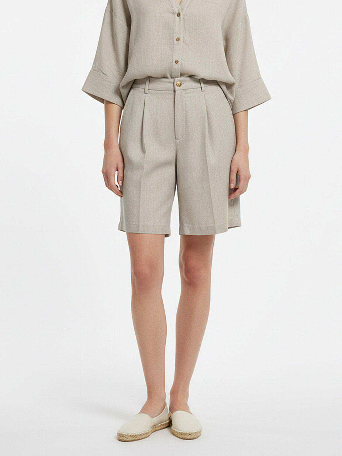 Naturel %100 Keten Oversize Şort (1)