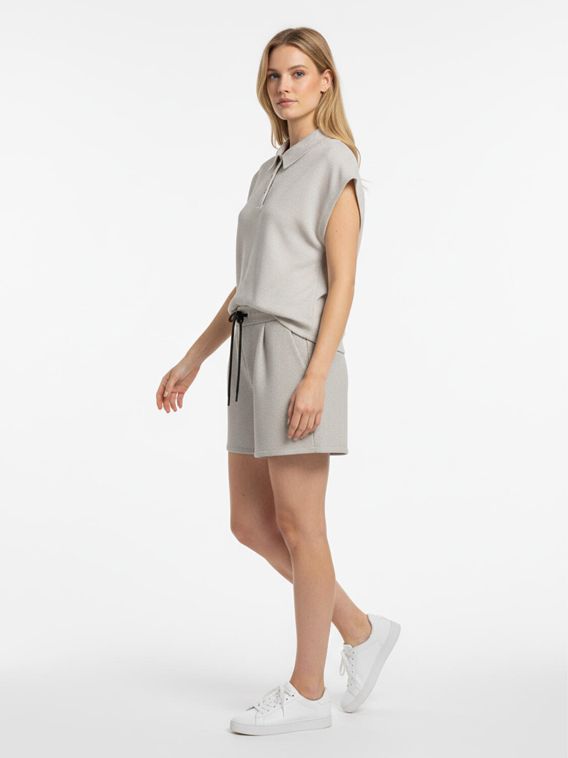 Naturel Pamuk Dokulu Oversize Şort - 3