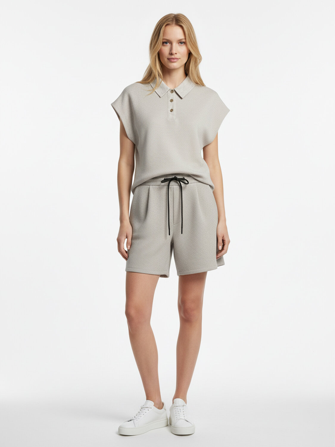 Naturel Pamuk Dokulu Oversize Şort (1)