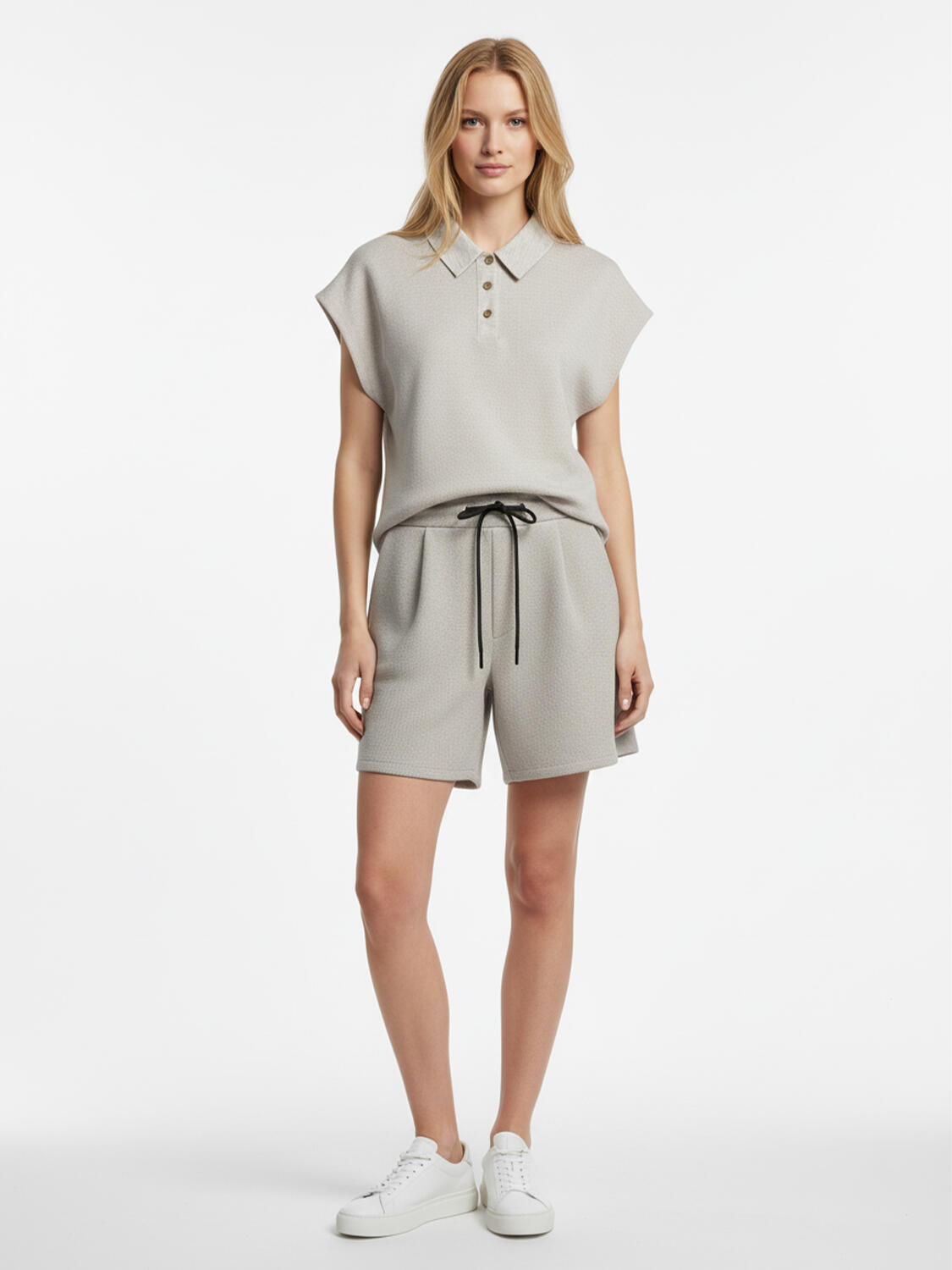 Naturel Pamuk Dokulu Oversize Şort - 2