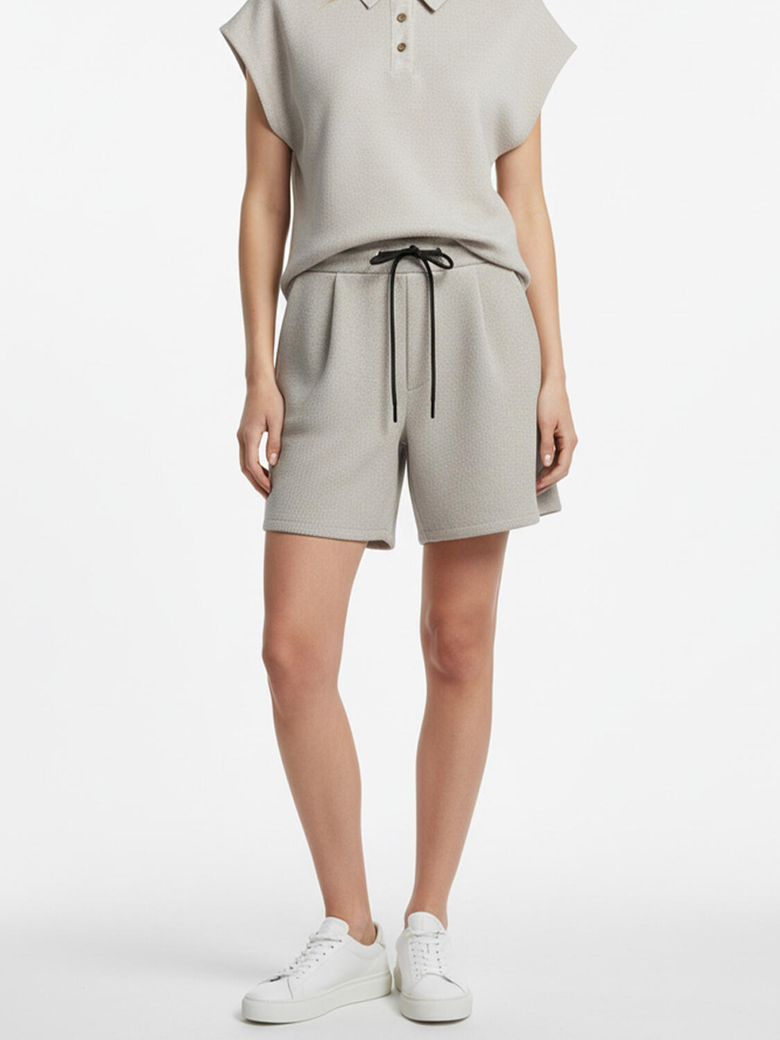 Naturel Pamuk Dokulu Oversize Şort - 1