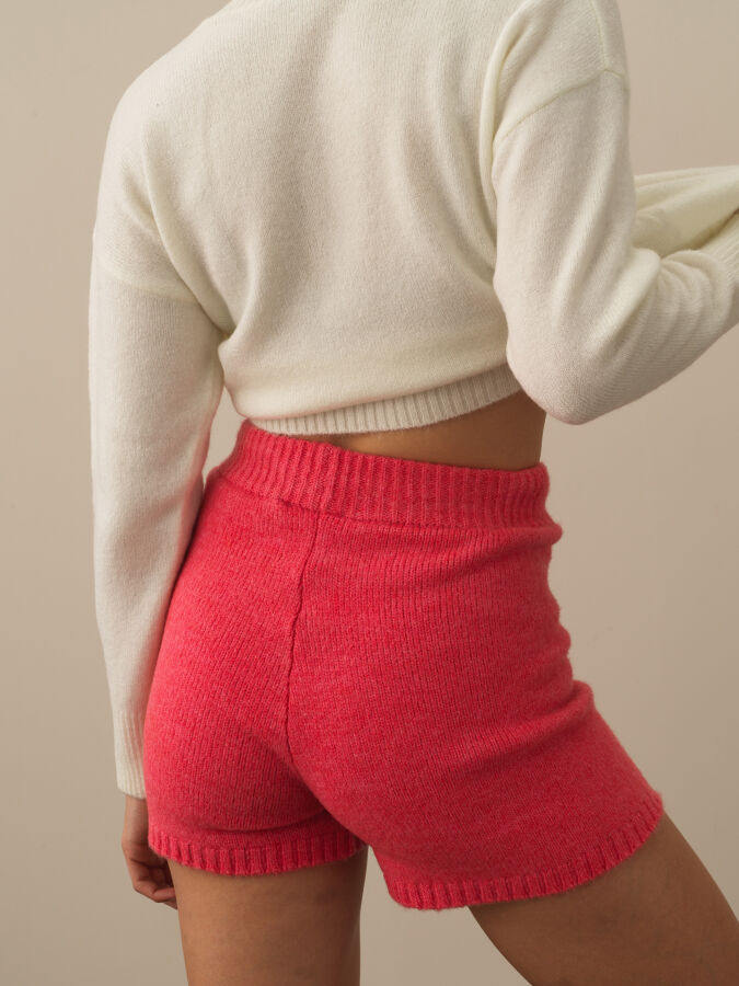 Pembe Lüks Pamuk Dokulu Regular Fit Şort - Xint