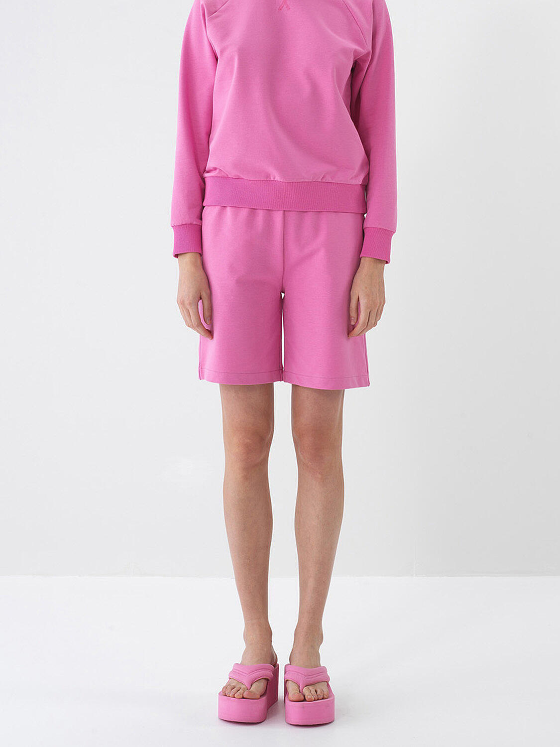 Pembe Pamuk Dokulu Regular Fit Şort - 1