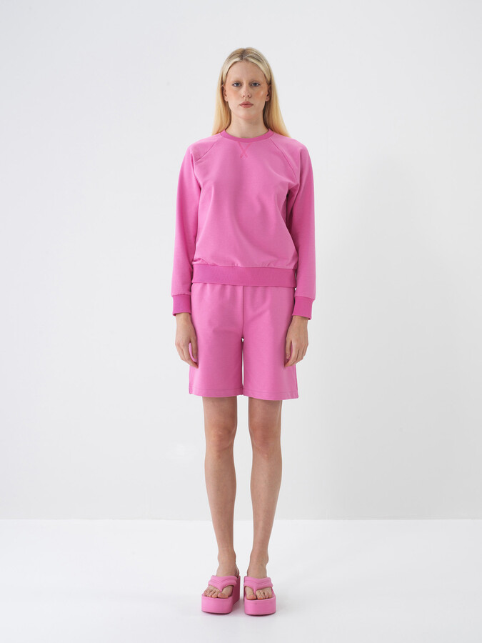 Pembe Pamuk Dokulu Regular Fit Şort - 2