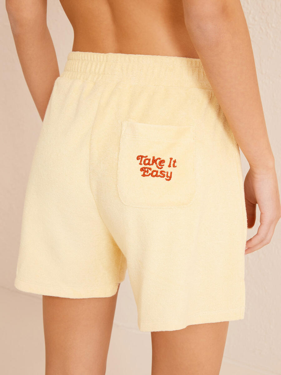 Sarı Regular Fit Pamuklu Havlu Şort - 5