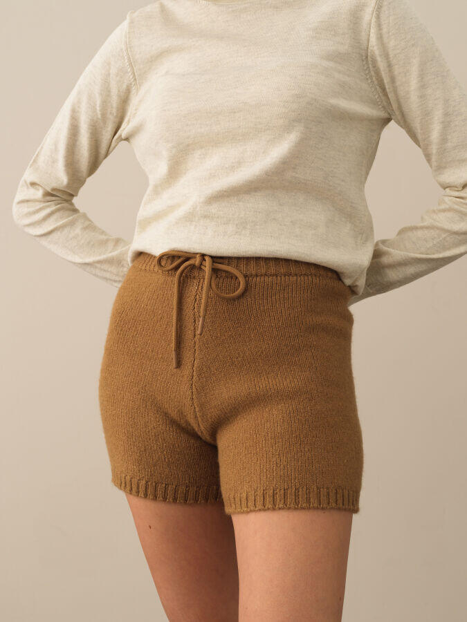 Xint Toptan Camel Lüks Pamuk Dokulu Regular Fit Şort