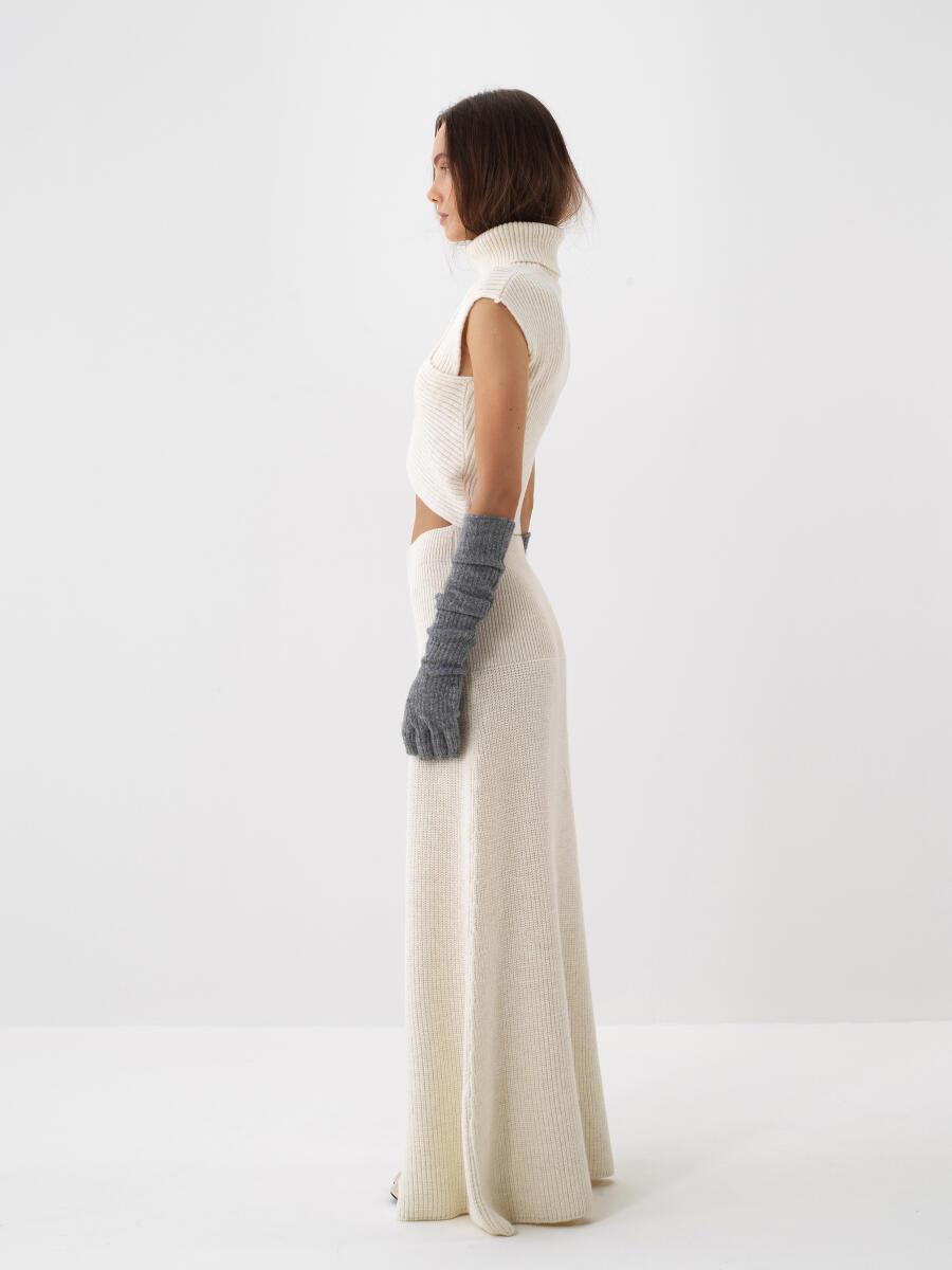 Ekru Doğal Yün Dokulu Regular Fit Süveter - 4