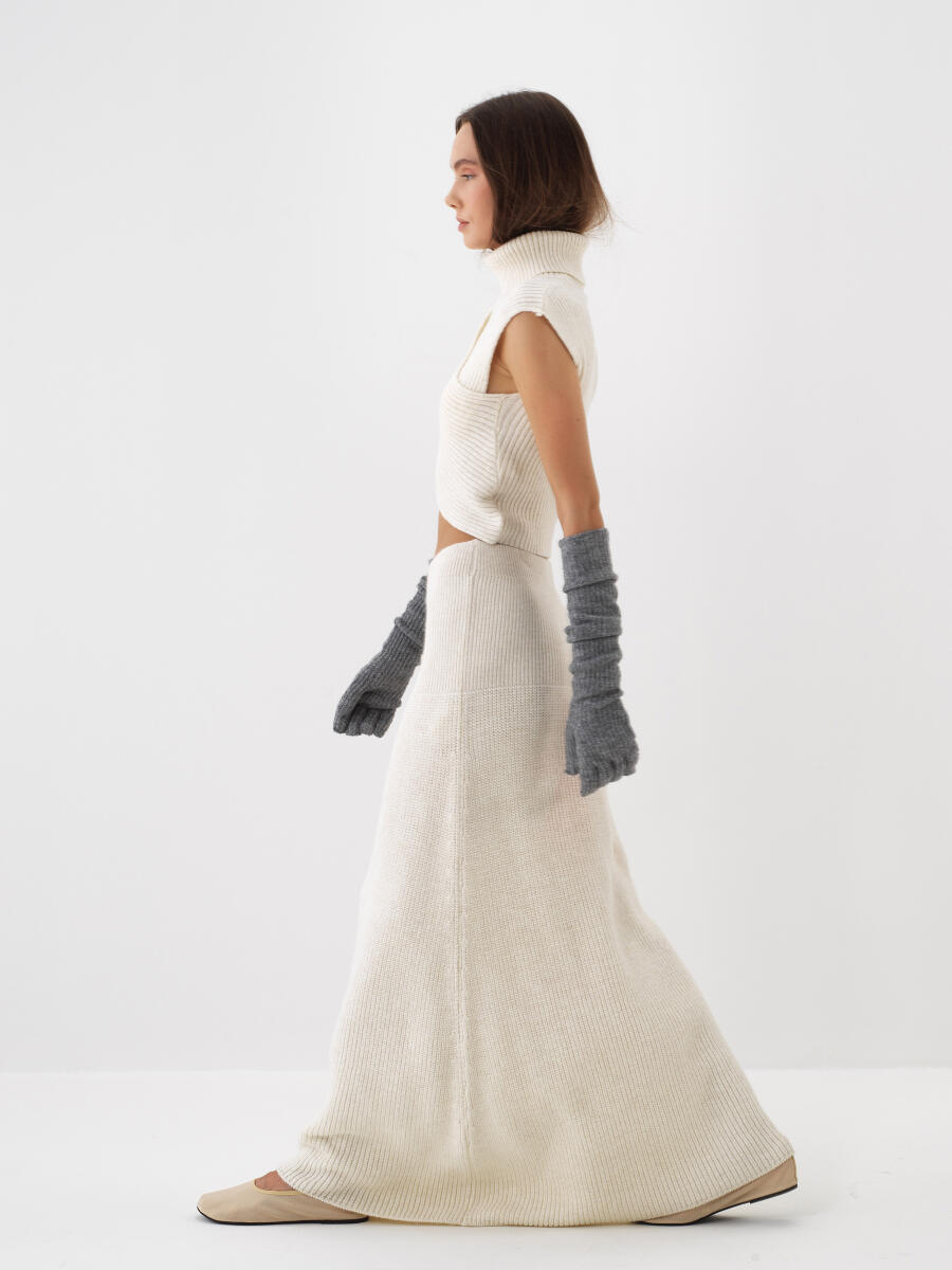 Ekru Doğal Yün Dokulu Regular Fit Süveter - 3