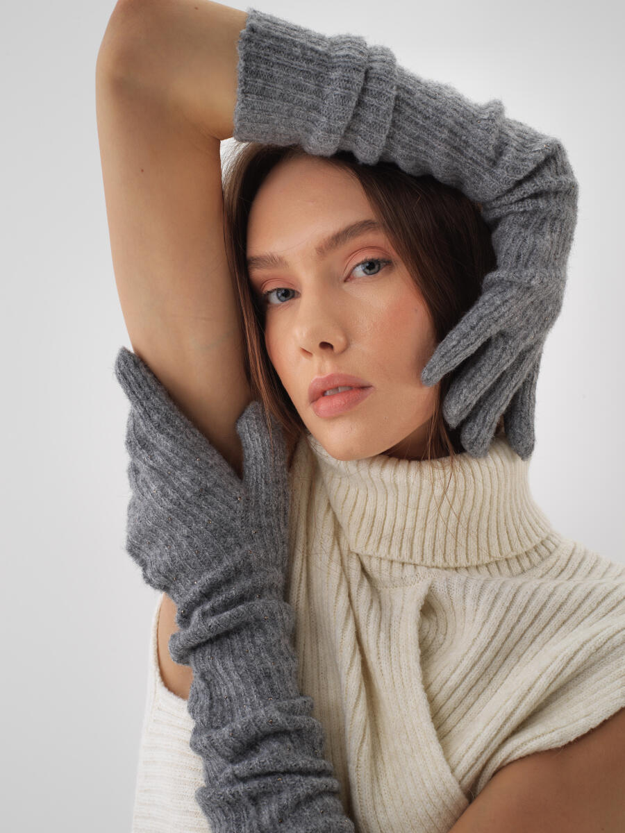 Ekru Doğal Yün Dokulu Regular Fit Süveter