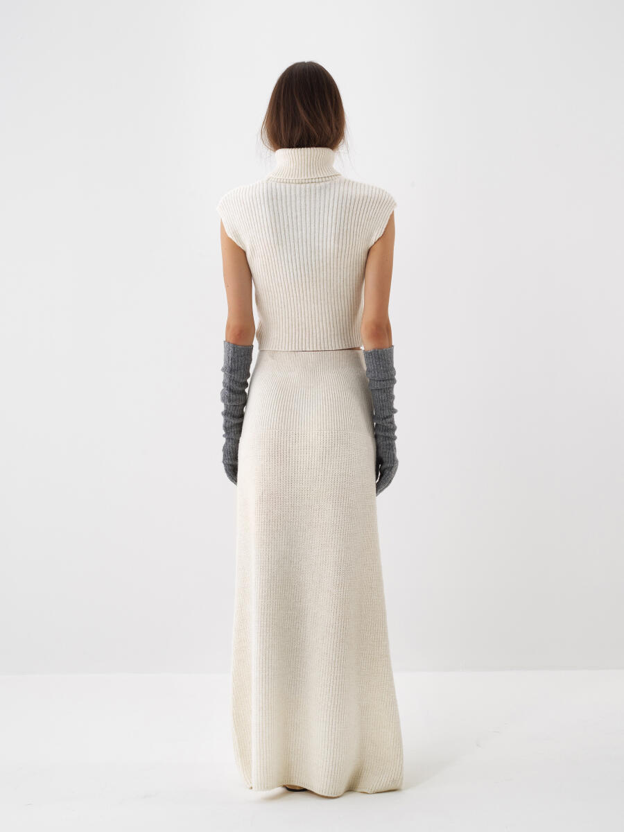 Ekru Doğal Yün Dokulu Regular Fit Süveter - 4