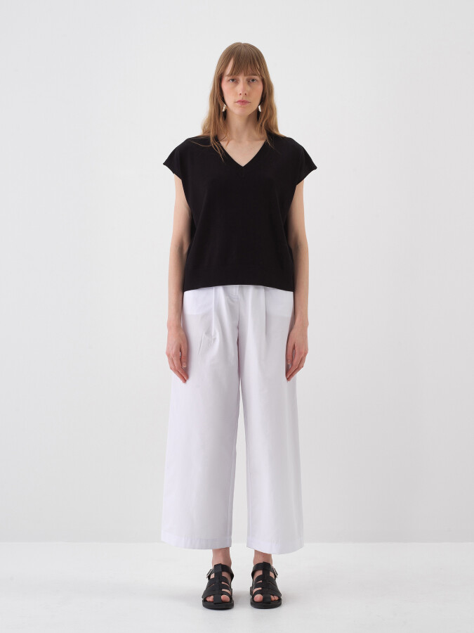 Siyah Doğal Dökümlü Oversize Süveter (1)