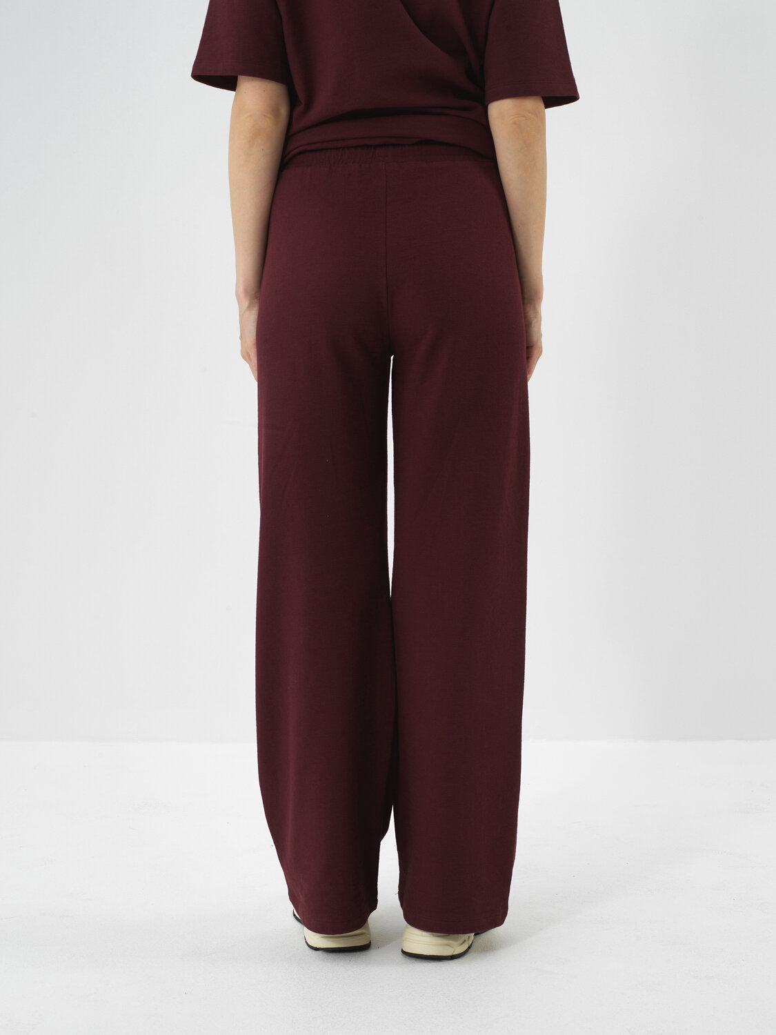 Bordo Pamuk Dokulu Oversize Sweat Pantolon - Xint