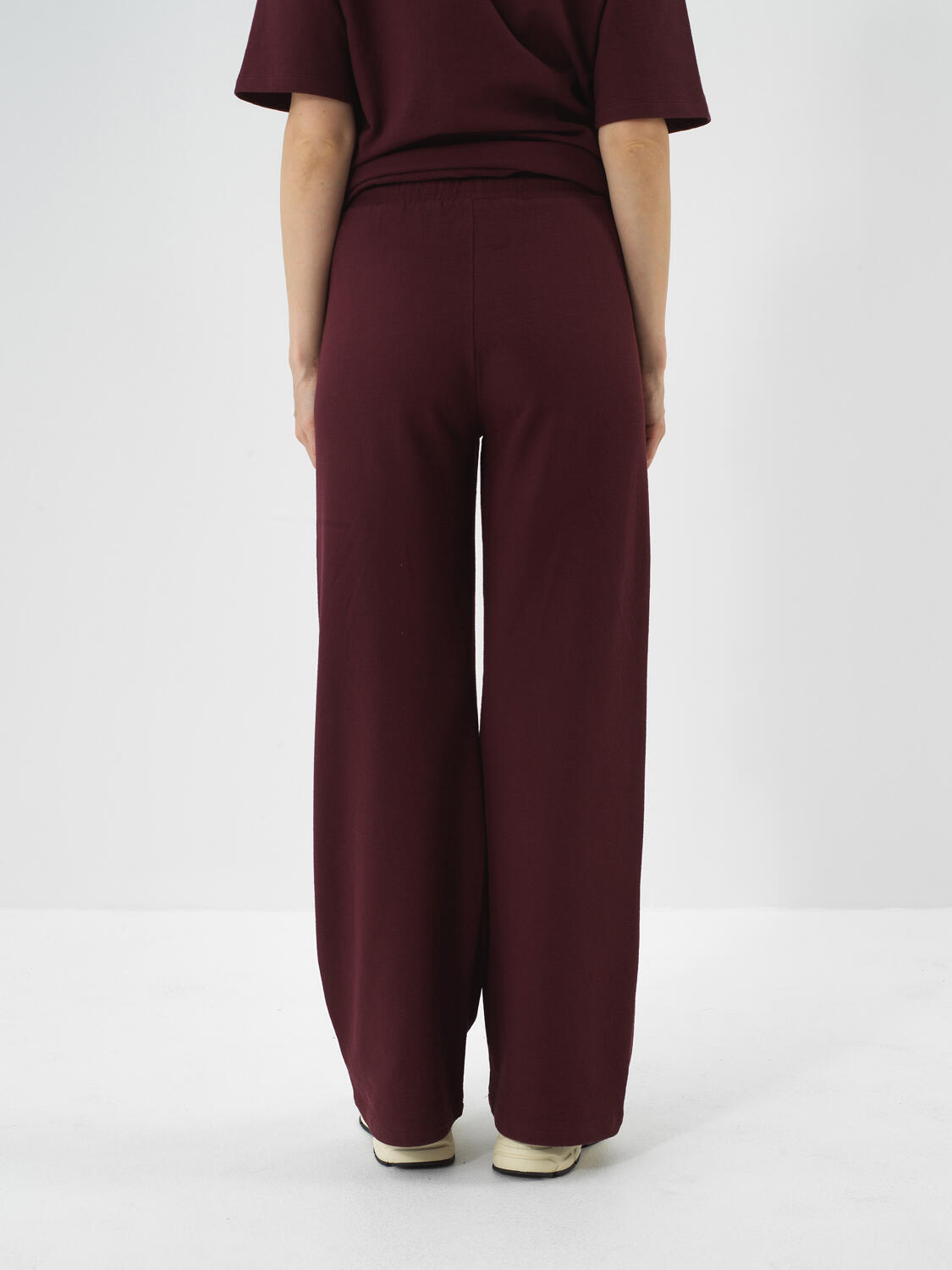 Bordo Pamuk Dokulu Oversize Sweat Pantolon - 4
