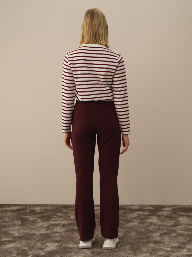 Bordo Pamuk Dokulu Regular Fit Sweat Pantolon - Xint