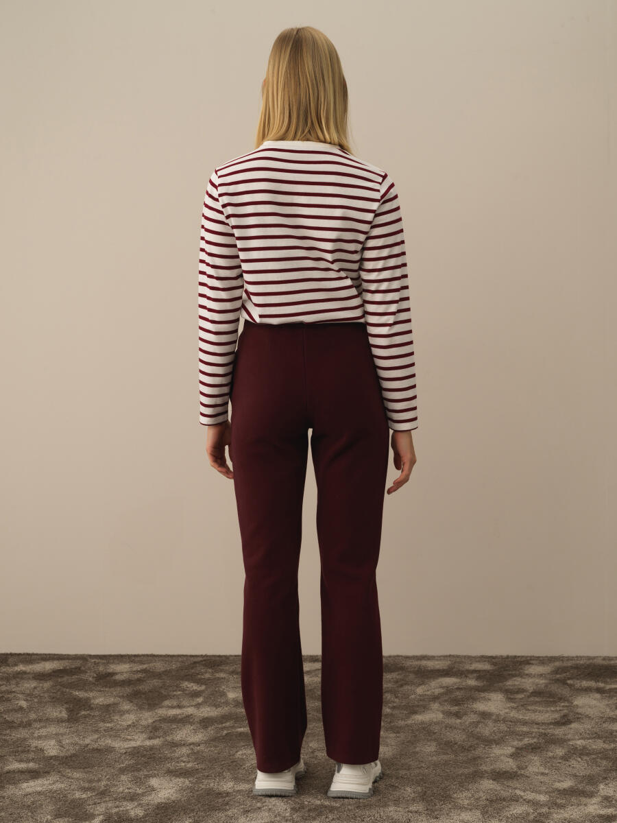 Bordo Pamuk Dokulu Regular Fit Sweat Pantolon - 5