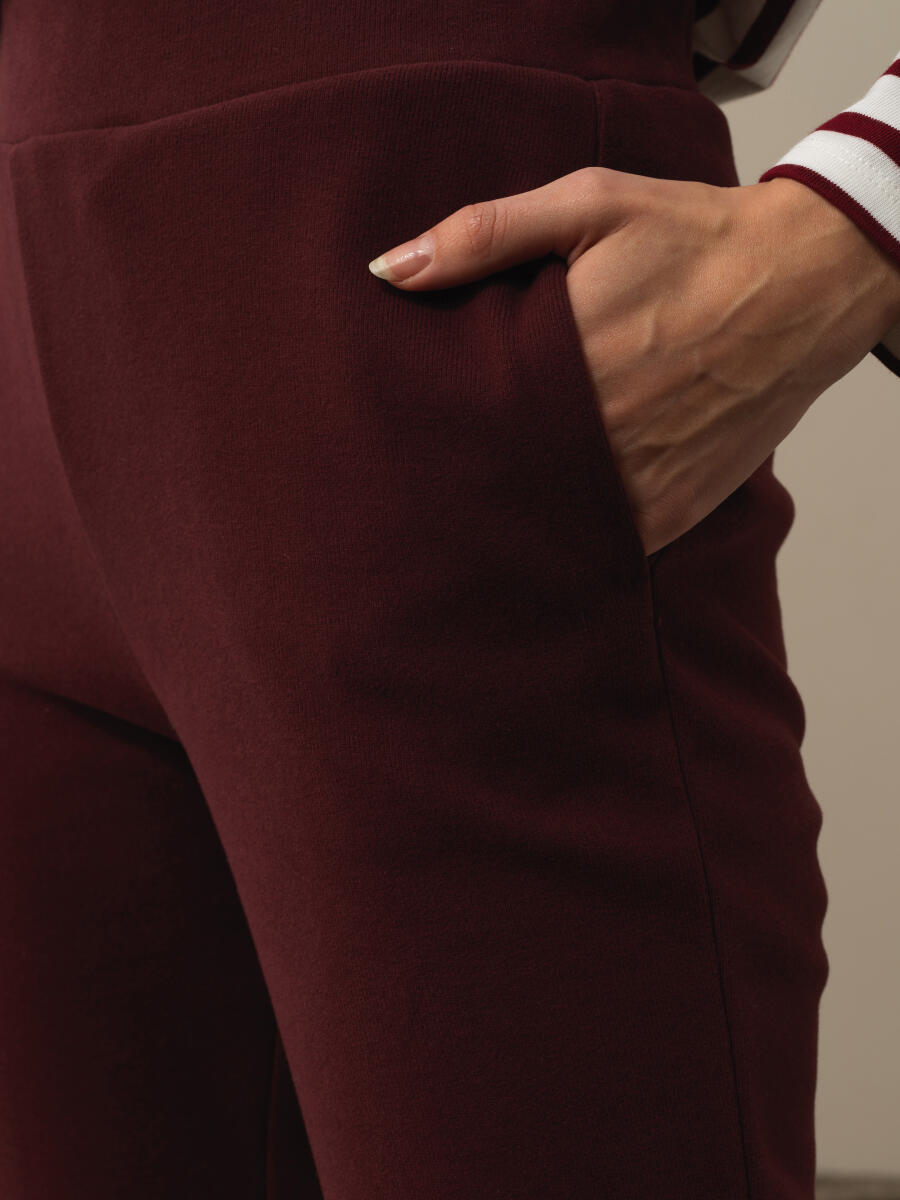 Bordo Pamuk Dokulu Regular Fit Sweat Pantolon - 3