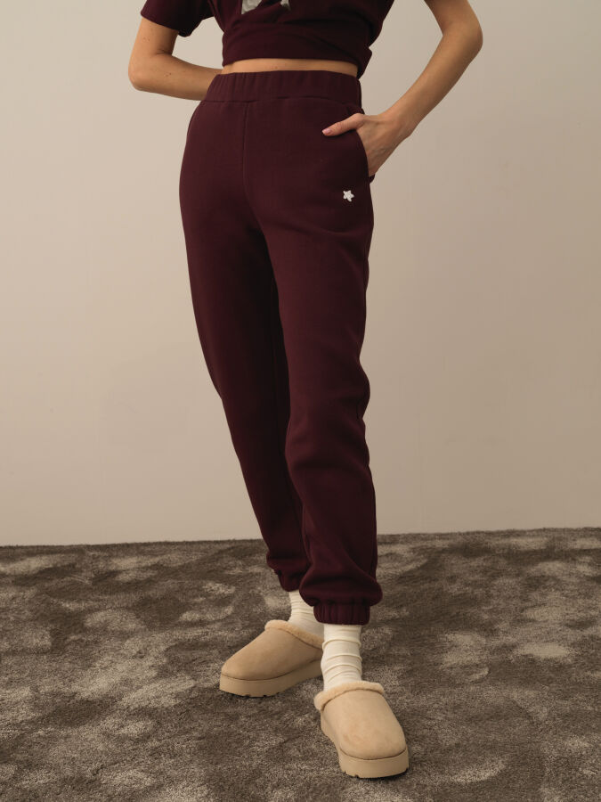 Bordo Regular Fit Pamuklu Sweat Pantolon - 1