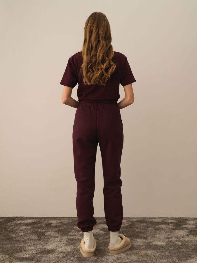 Bordo Regular Fit Pamuklu Sweat Pantolon - 4