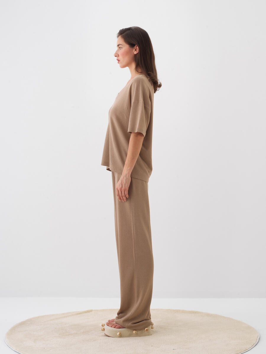 Camel Pamuk Dokulu Oversize Sweat Pantolon - 3