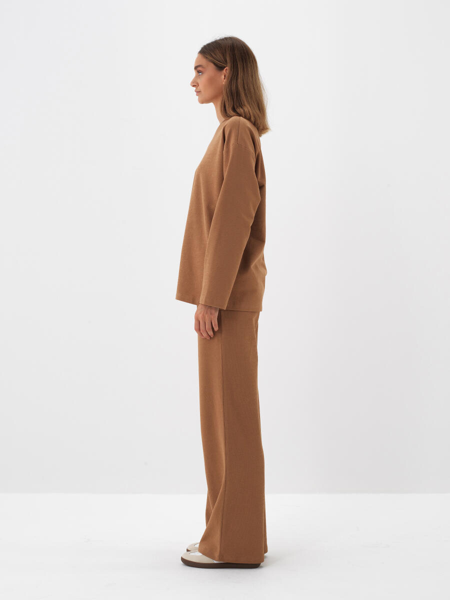 Camel Pamuk Dokulu Oversize Sweat Pantolon - 4