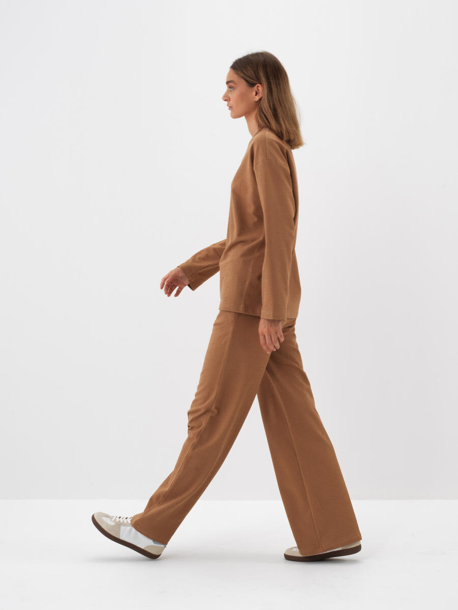 Camel Pamuk Dokulu Oversize Sweat Pantolon - 3