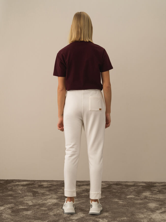 Ekru Oversize Pamuklu Sweat Pantolon - 4