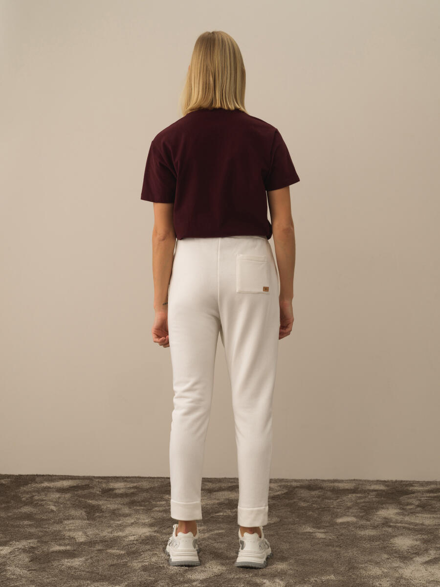 Ekru Oversize Pamuklu Sweat Pantolon - 4