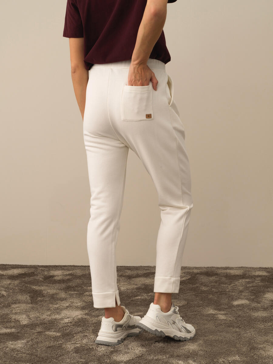 Ekru Oversize Pamuklu Sweat Pantolon - 3