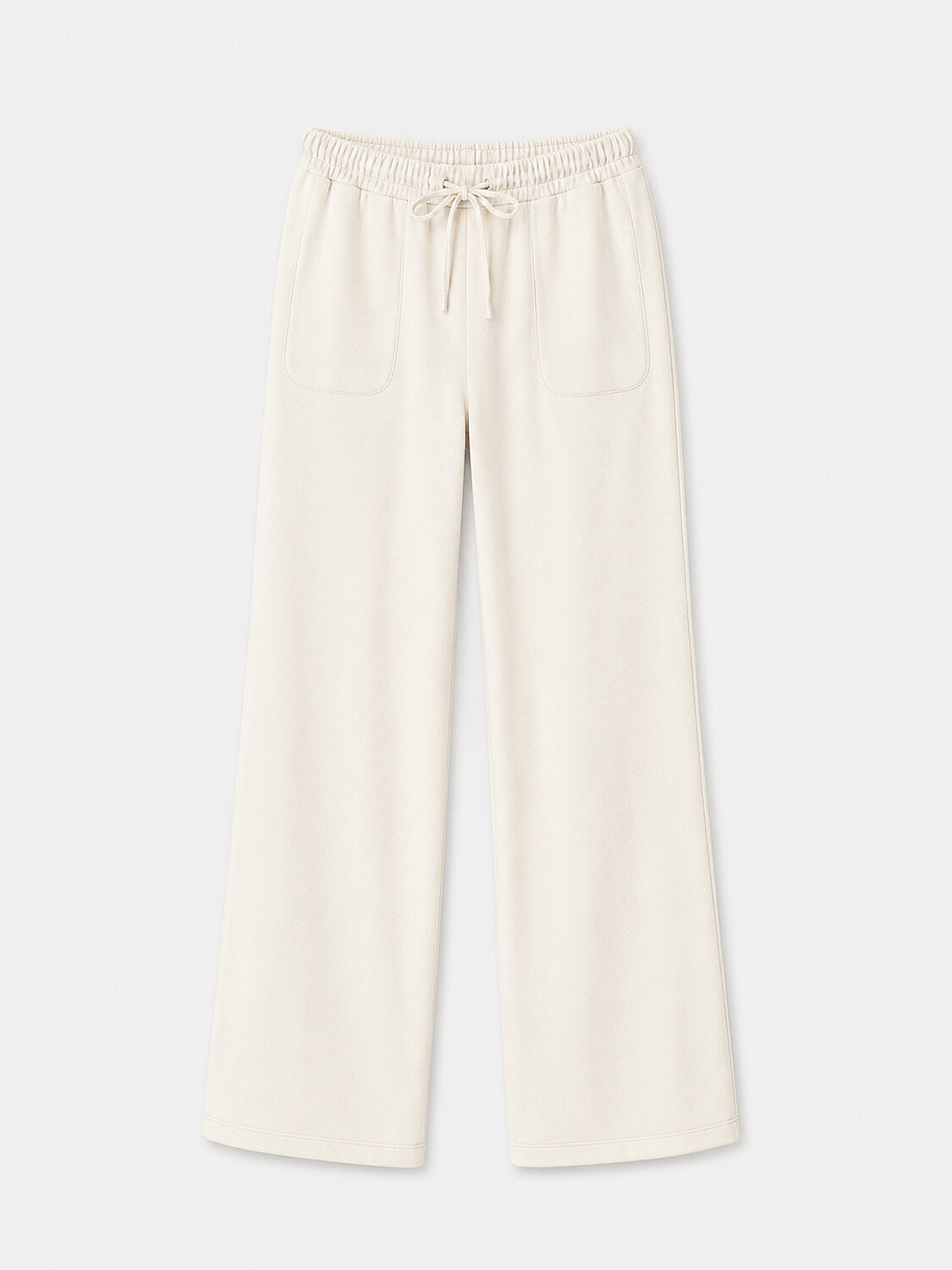 Ekru Pamuk Dokulu Oversize Sweat Pantolon - 5