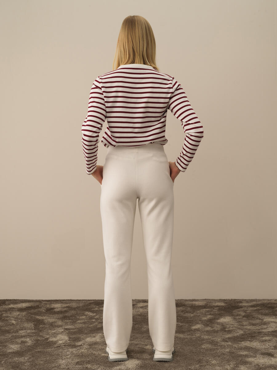 Ekru Pamuk Dokulu Regular Fit Sweat Pantolon - 5