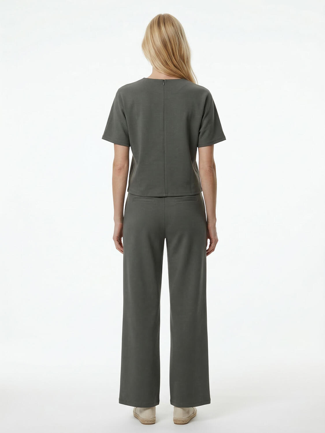 Haki Pamuk Dokulu Oversize Sweat Pantolon - 4