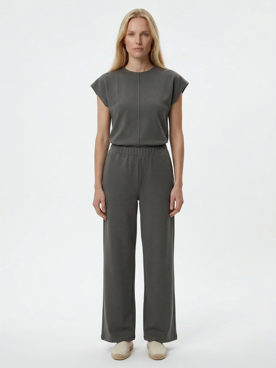 Haki Pamuk Dokulu Oversize Sweat Pantolon - 2