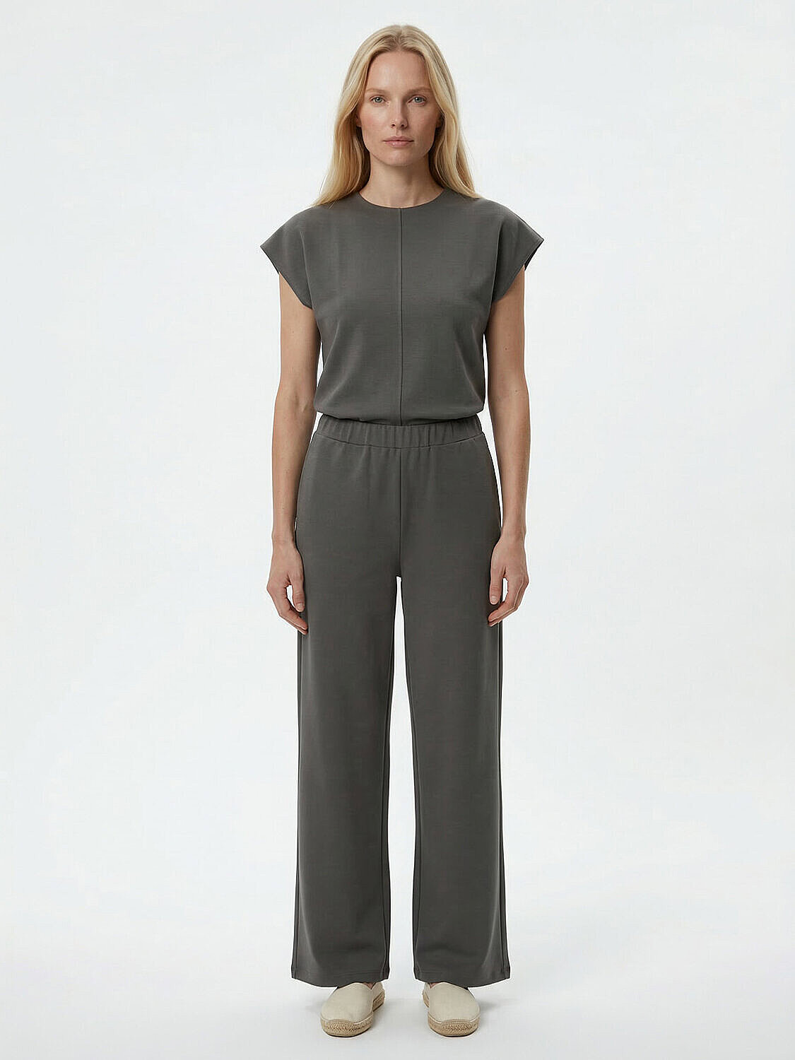 Haki Pamuk Dokulu Oversize Sweat Pantolon (2)