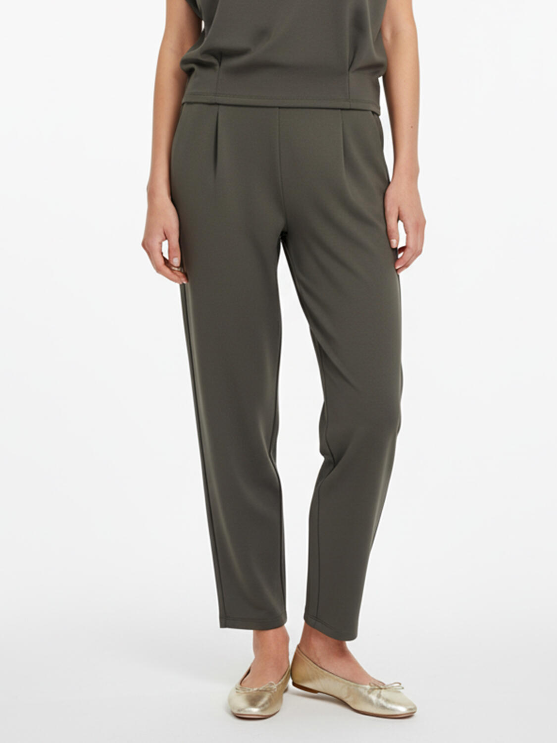 Haki Pamuk Dokulu Oversize Sweat Pantolon - 1