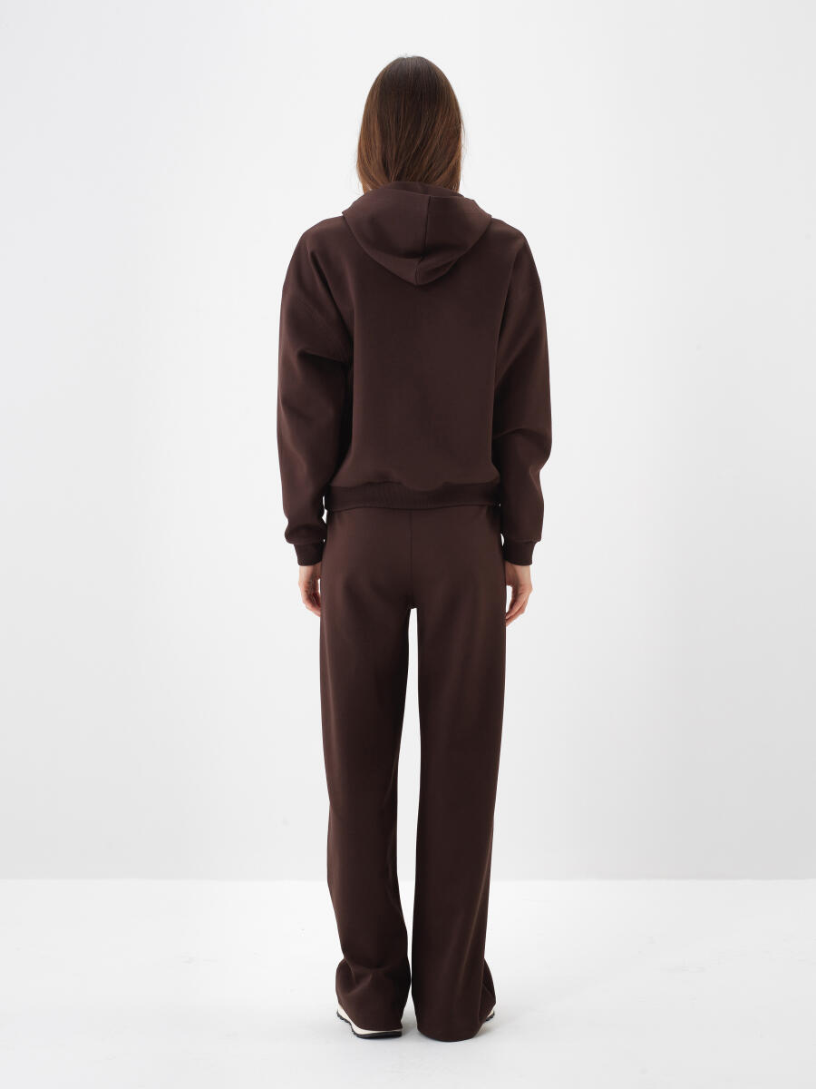 Kahverengi Pamuk Dokulu Oversize Sweat Pantolon - 4