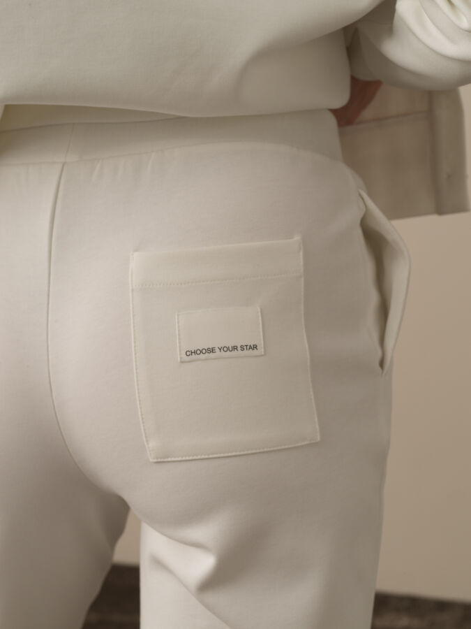 Kırık Beyaz Pamuk Dokulu Regular Fit Sweat Pantolon - Xint