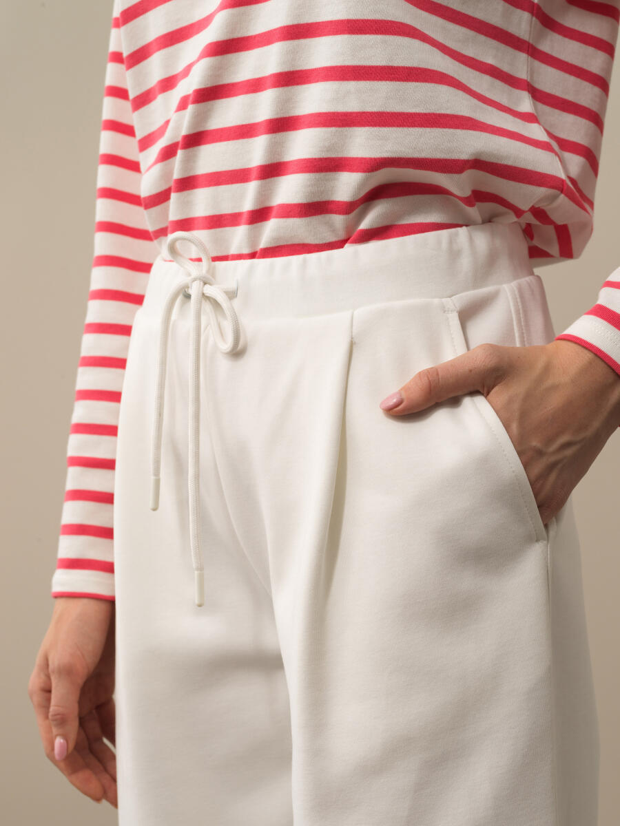 Kırık Beyaz Pamuk Dokulu Regular Fit Sweat Pantolon - 3