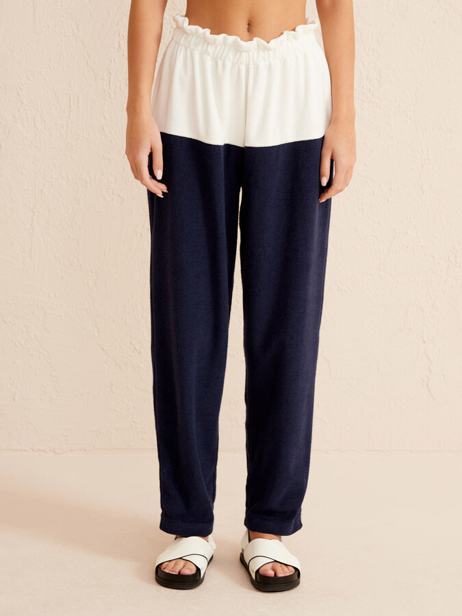 Lacivert Oversize Pamuklu Havlu Sweat Pantolon (1)