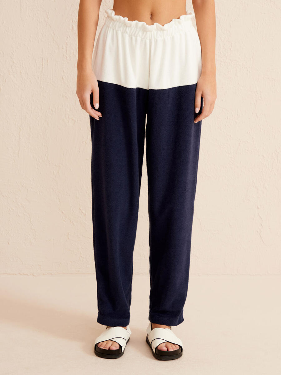 Lacivert Oversize Pamuklu Havlu Sweat Pantolon - 2