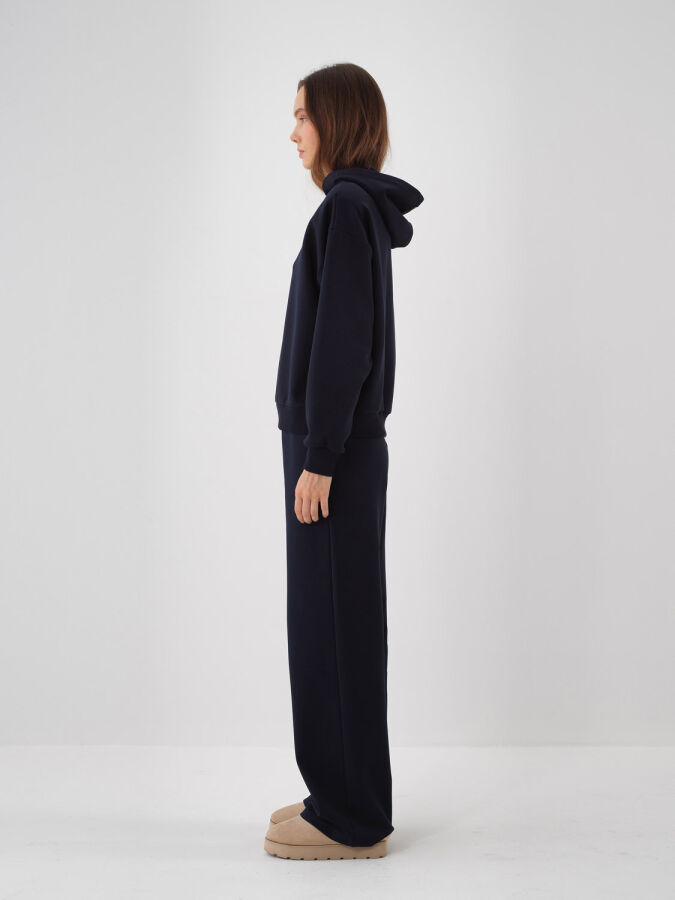 Lacivert Pamuk Dokulu Oversize Sweat Pantolon - Xint