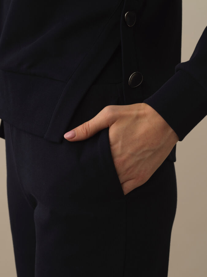 Lacivert Pamuk Dokulu Regular Fit Sweat Pantolon - Xint