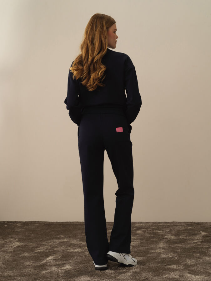 Lacivert Pamuk Dokulu Regular Fit Sweat Pantolon - Xint