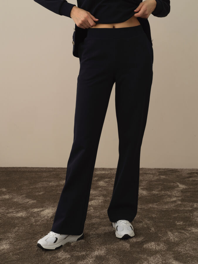 Lacivert Pamuk Dokulu Regular Fit Sweat Pantolon - Xint